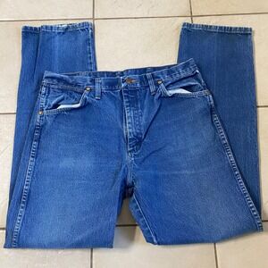 Wrangler Mens Jeans 34x34 Blue Denim Classic Straight Leg Workwear Pants